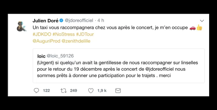 Quand Julien Doré offre le taxi à un fan linsellois