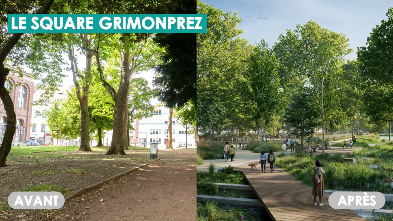 Le square Grimonprez avant/après @Ville de Lille.